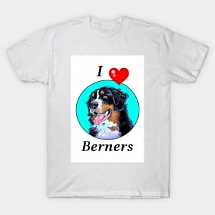 I LOVE BERNERS CARTOON TURQUOISE T-Shirt